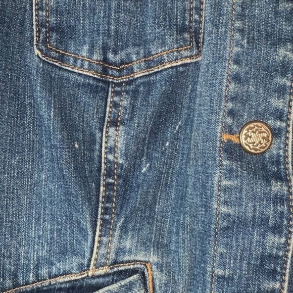 Womens Jalate Denim Cropped Jacket Medium Blue With Button Front & Pockets - Picture 3 of 7